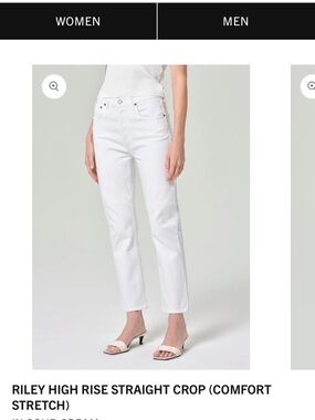 AGOLDE Riley White Straight Leg Crop Jeans